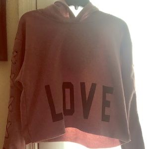 NWT Love Cropped Sweatshirt with sleeve detail, L